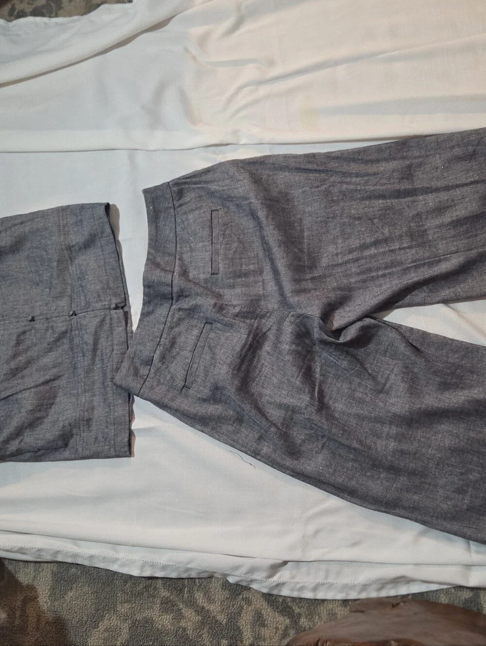 Banana Republic 2 Piece Sleeveless Gray/Blue Wide-Leg Linen Blend Top And Pant